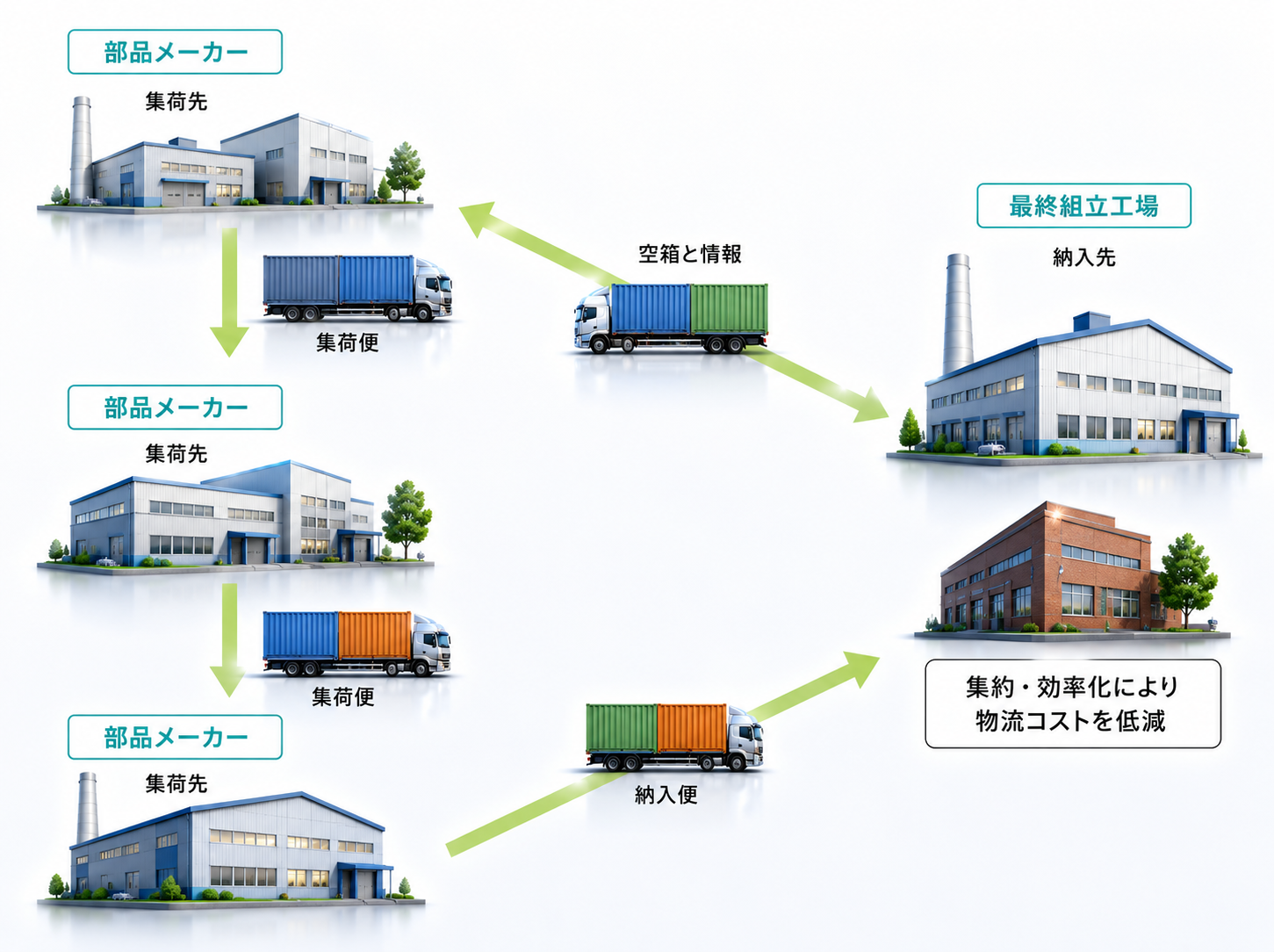 ミルクラン方式の物流フロー図